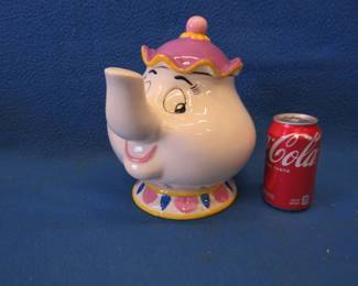 Lot 330. Mrs. Potts cookie jar from Disney's "Beauty and the Beast". Excellent condition.