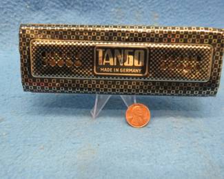 Lot 206. Vintage art-deco Hohner Tango double-sided 80-reed tremolo harmonica in the keys of C and G. Excellent condition. Sounds great. Minimum bid $40