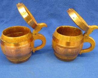 Lot 173. Two Hamm's Beer Krug Klub wooden barrel-style mugs