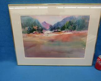 Lot 29. Watercolor print. 28" x 21".