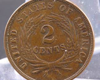 Lot 89. 1864 high grade 2 Cents coin with a small motto