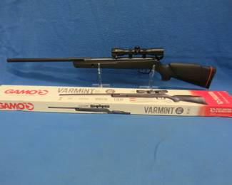 Lot 302. Gamo .177 break-barrel air gun. 1250 FPS. Includes 4 x 32 scope and original box. Very good condition.