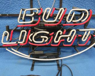 Lot 18. Neon Bud Light hanging sign