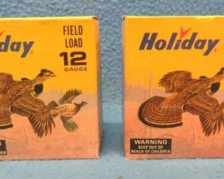 Lot 190. 50 rounds of 12-gauge shells in a Les Kouba designed box. Mix of 7.5, 8, and 9 shot. One box has tape on the side. May be reloads. AS IS