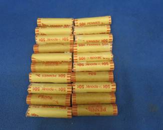 Lot 354. 20 unsorted rolls of wheat pennies