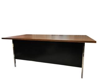 Lot #B8 - Mid-Century Modern Steelcase Executive Desk with Woodgrain Laminate Top and Chrome Legs