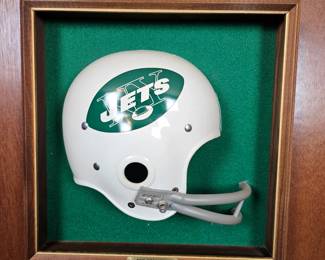 Lot #B20 - Vintage Riddell New York Jets Football Helmet Shadow Box Display