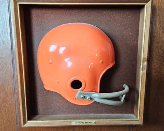 Lot #B23 - Vintage Riddell Cleveland Browns Football Helmet Shadowbox Wall Decor