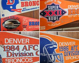 Lot #B14 - Five Vintage 1977-1988 Denver Broncos AFC Western Division Champs NFL Felt Pennants