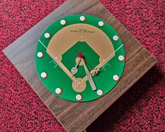 Lot #B3 - Vintage 1970 World Series Baseball Wall Clock by Maclox Inc.