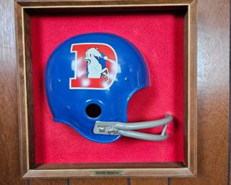 Lot #B16 - Vintage Riddell Denver Broncos Football Helmet Shadow Box Display
