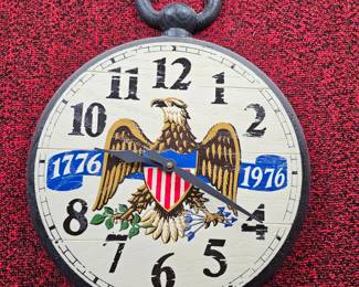 Lot #B5 - Vintage 1976 American Eagle Patriotic Wall Clock with Bold Graphic Design