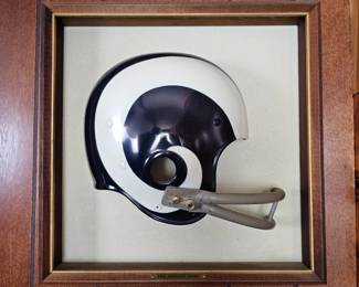 Lot #B17 - Vintage Los Angeles Rams Riddell Football Helmet Framed Display
