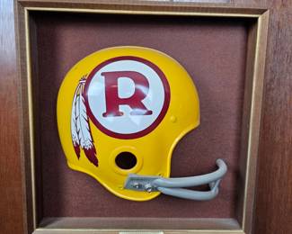 Lot #B26 - Vintage Washington Redskins Framed Football Helmet Display Collectible