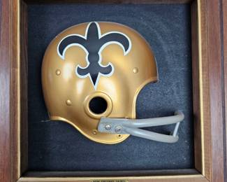 Lot #B28 - Vintage New Orleans Saints Mini Helmet Display with Wilson Model 66 Facemask