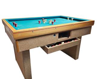 Lot #B43 - Mid Century Bumper Pool Table Game with Classic Accessories