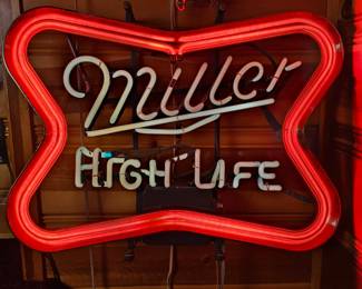 Lot #B1 - Large Vintage 1970's Miller High Life Neon Gas Tube Sign Beer Bar Pub