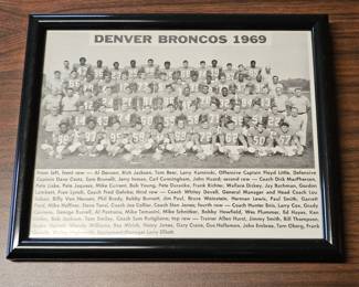 Lot #B13 - Vintage 1969 Denver Broncos NFL Team Framed Photographic Print with Player and Staff Names