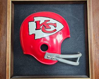 Lot #B33 - Vintage Riddell Kansas City Chiefs Football Helmet Display
