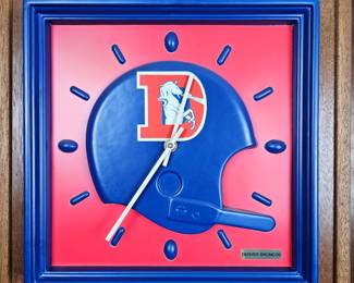 Lot #B39 - Vintage Denver Broncos Wall Clock by General Electric NFL Football Helmet Design