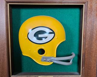 Lot #B18 - Vintage Green Bay Packers Display Football Helmet Framed Wall Art