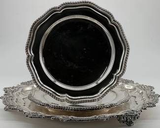 Vintage silver plate tray, 3 plates
