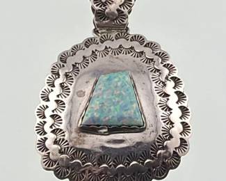 Native American sterling signed opal pendant