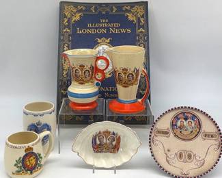 Assortment of comemmorative items celebrating King George VI and Queen Elizabeth's 1937 Coronation