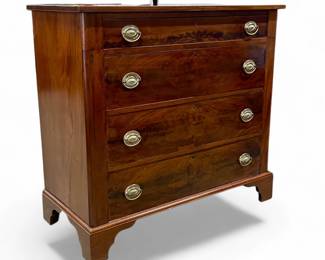 Four drawer Chippendale crotched mahogany chest of drawers