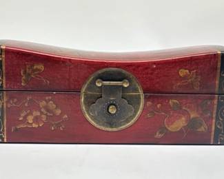 Chinese lacquered wood pillow box