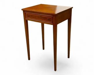 Mahogany Biggs style one drawer stand with inlay