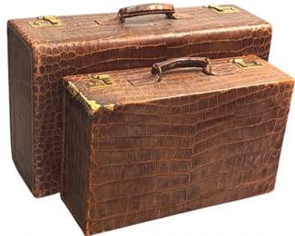 Two vintage Dale Fifth Avenue Alligator train cases