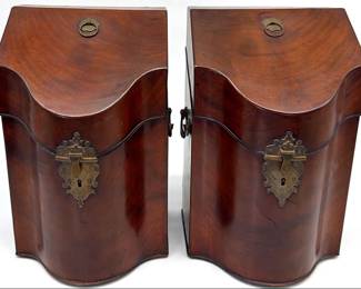 A very nice pair of antique Georgian mahogany knife boxes; sold 2x the money