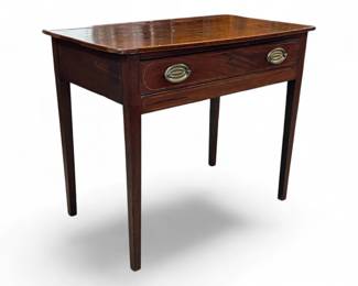 Mahogany one drawer English stand with line inlay