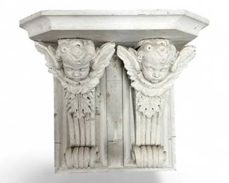 Architectural painted double corbel with cherubs