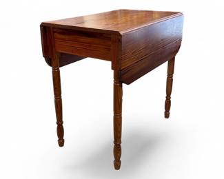 Yellow pine Shamburger made Sheraton style drop leaf Pembroke table, signed and dated 1958