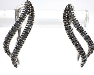 14kt white gold and diamond ear climbers
