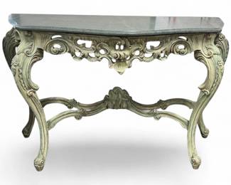 Stone top console table with painted base