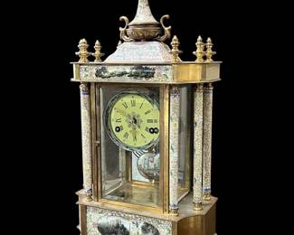 Enamel and cloisonné mantle clock - works well