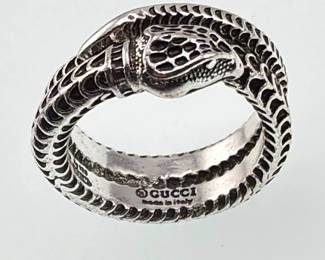 Gucci sterling silver snake coil ring