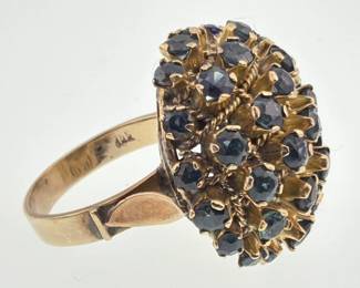 14kt sapphire cluster dome dinner ring