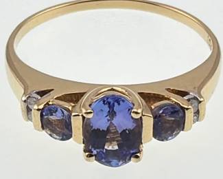 14kt tanzanite, diamond ring