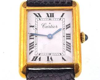 Cartier 18kt gold plated over silver tank watch
