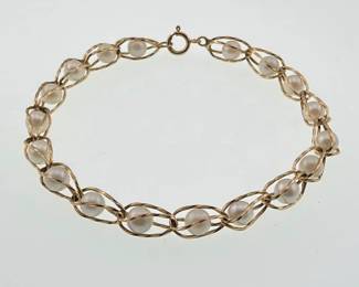 14kt caged pearl bracelet
