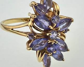 14kt tanzanite cluster dinner ring