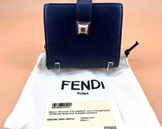 Fendi bicolor leather small wallet in berry and sand