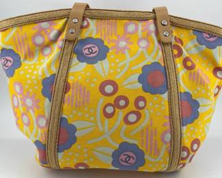 Chanel High Summer canvas Camellia tote