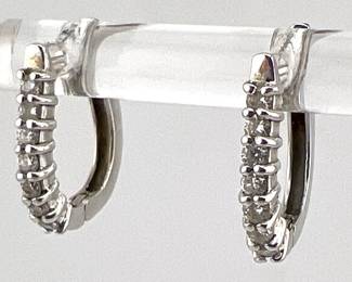 Diamond and 14kt white gold hoops