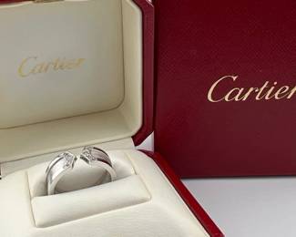 Cartier 18kt double C diamond ring
