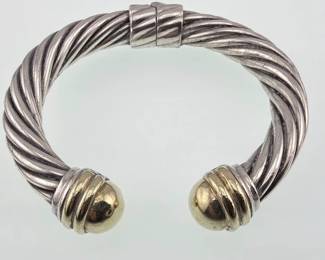 David Yurman sterling and 14kt wide 10mm hinged cuff
